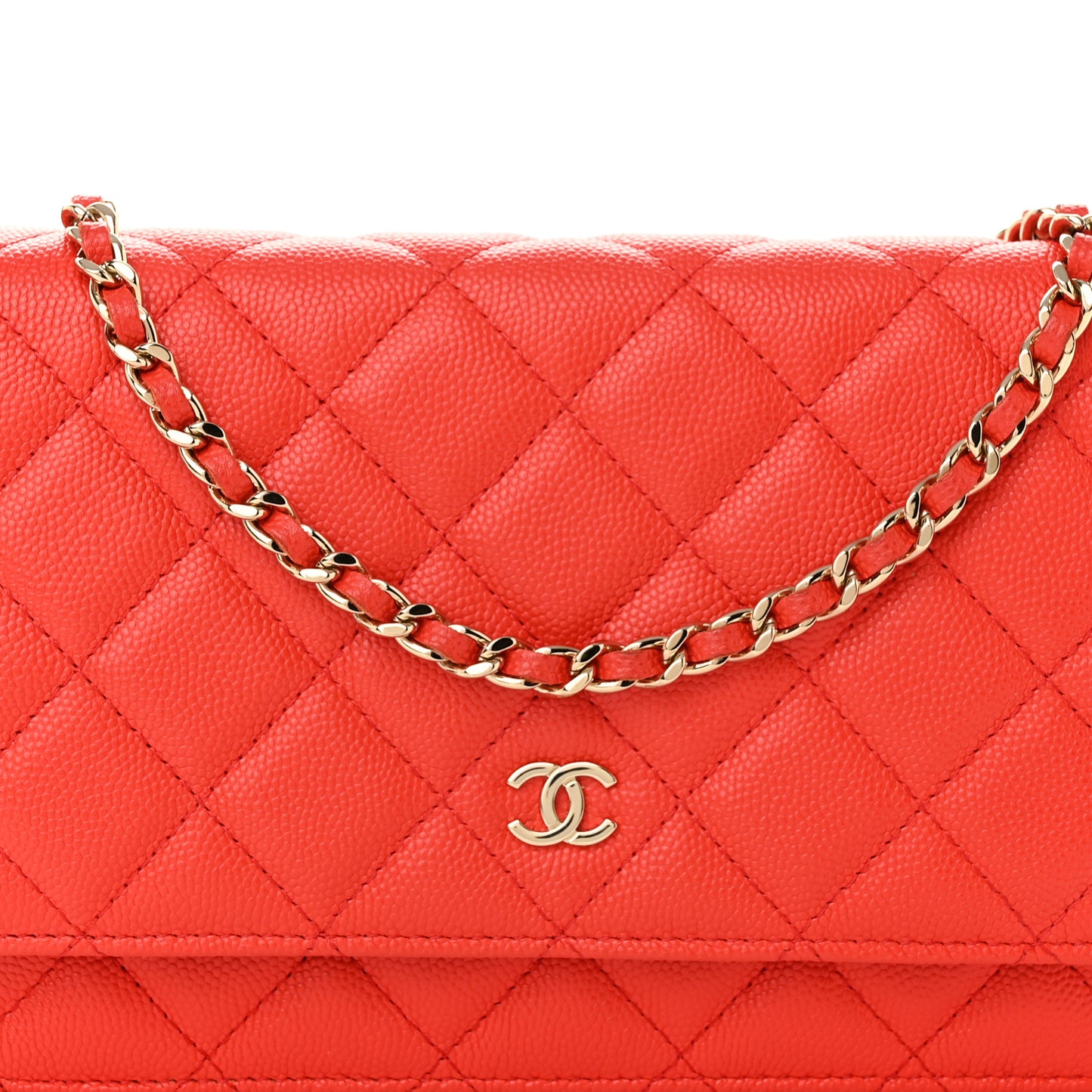 Caviar Quilted Wallet on Chain WOC Red