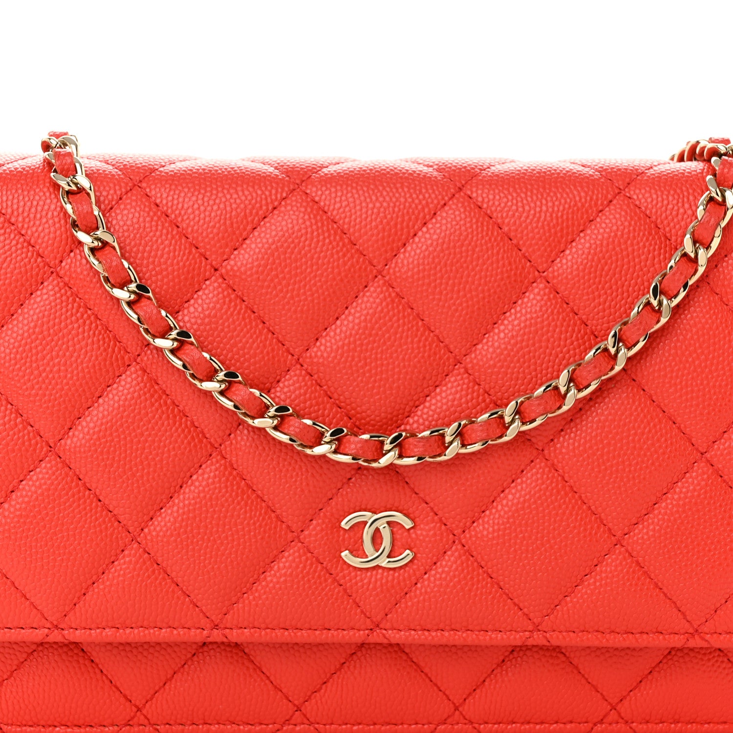 Chanel Caviar Quilted Wallet on Chain WOC Red 9 of 13
