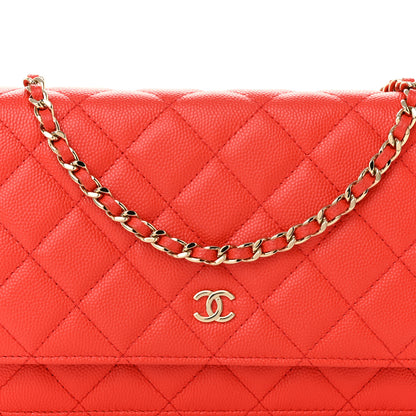 Chanel Caviar Quilted Wallet on Chain WOC Red 9 of 13
