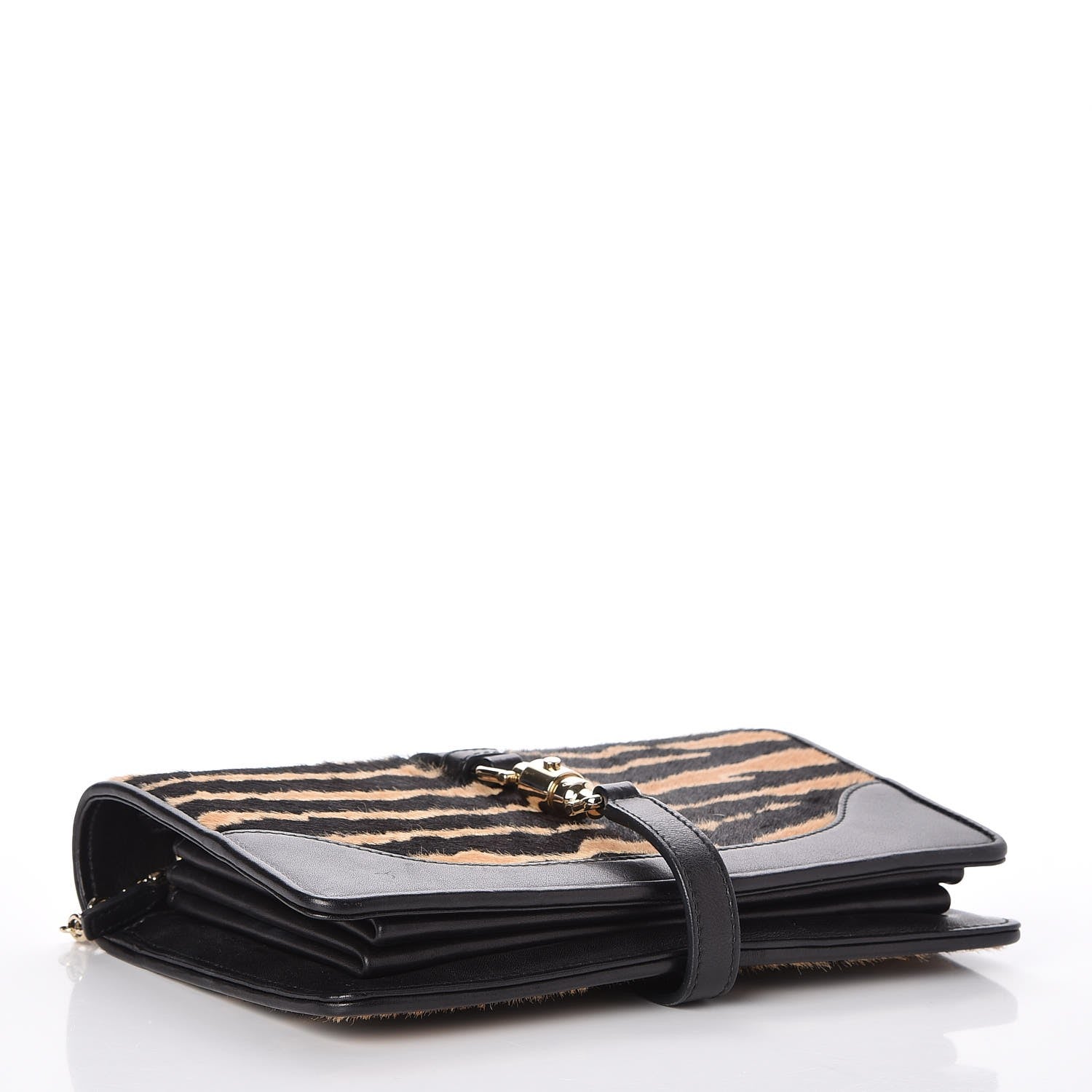 Gucci Calf Hair Zebra Print Piston Broadway Evening Bag Black 4 of 7