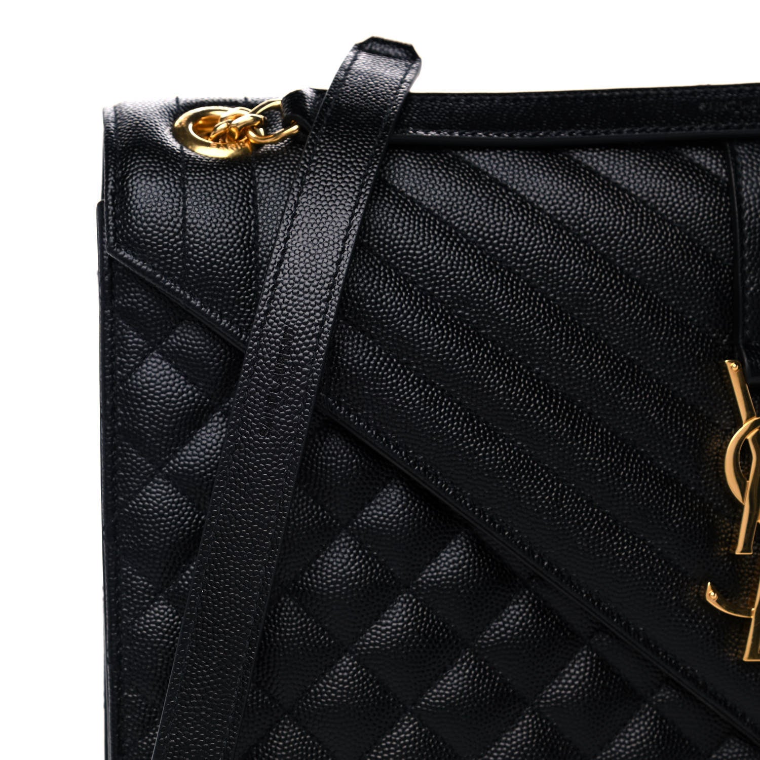 Saint Laurent Grain De Poudre Textured Mixed Matelasse Large Triquilt Monogram Satchel Black 12 of 12