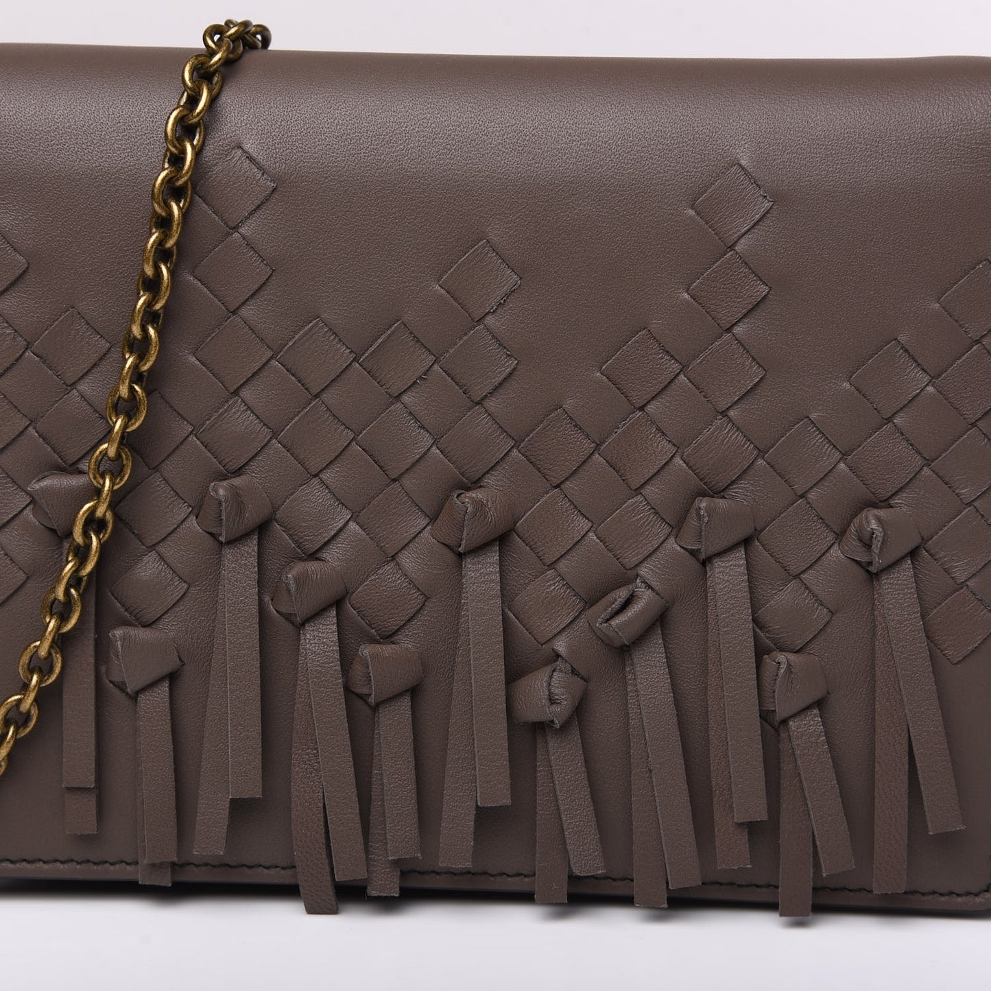 Nappa Intrecciato Brio Chain Wallet Steel