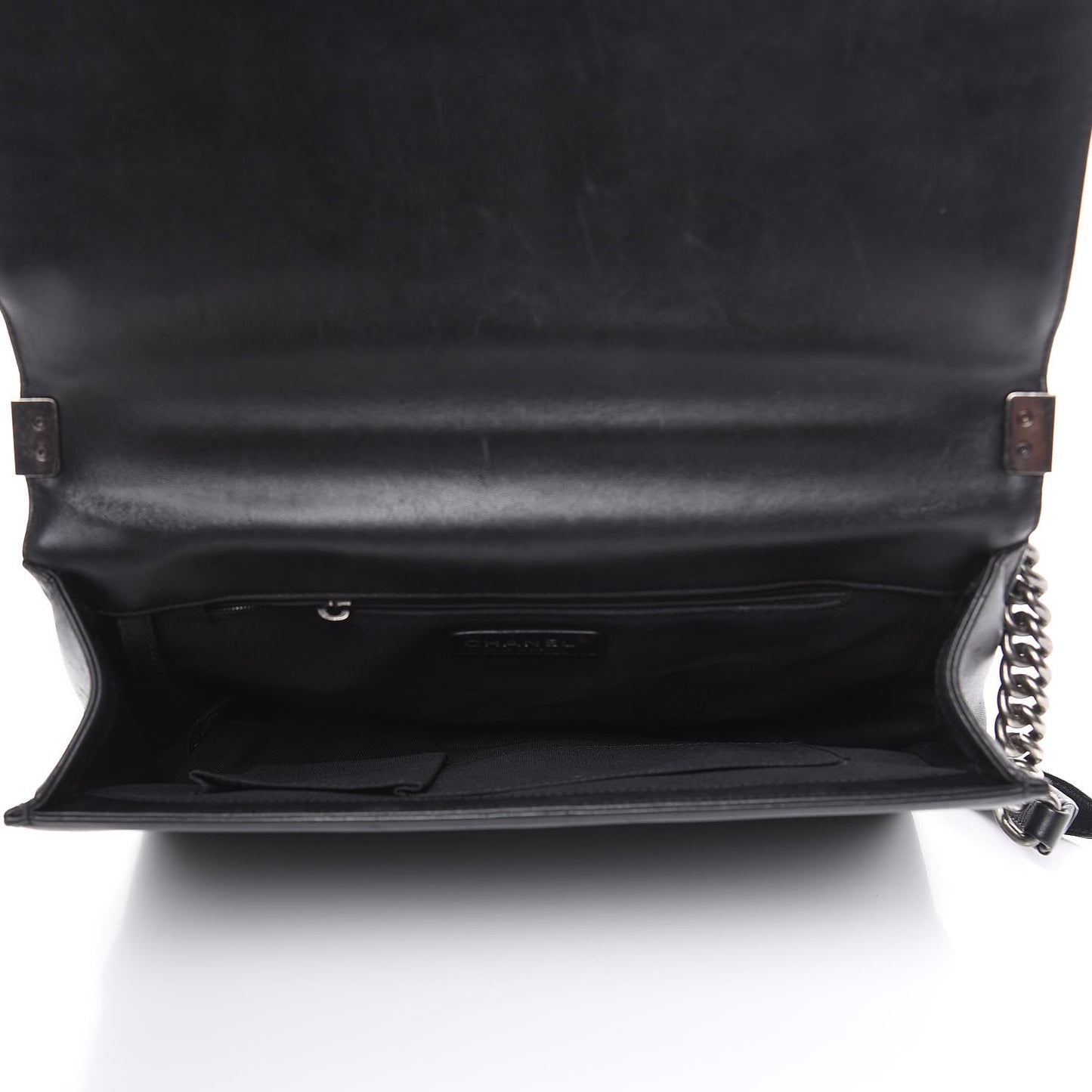 Lambskin Quilted Large Boy Flap Black