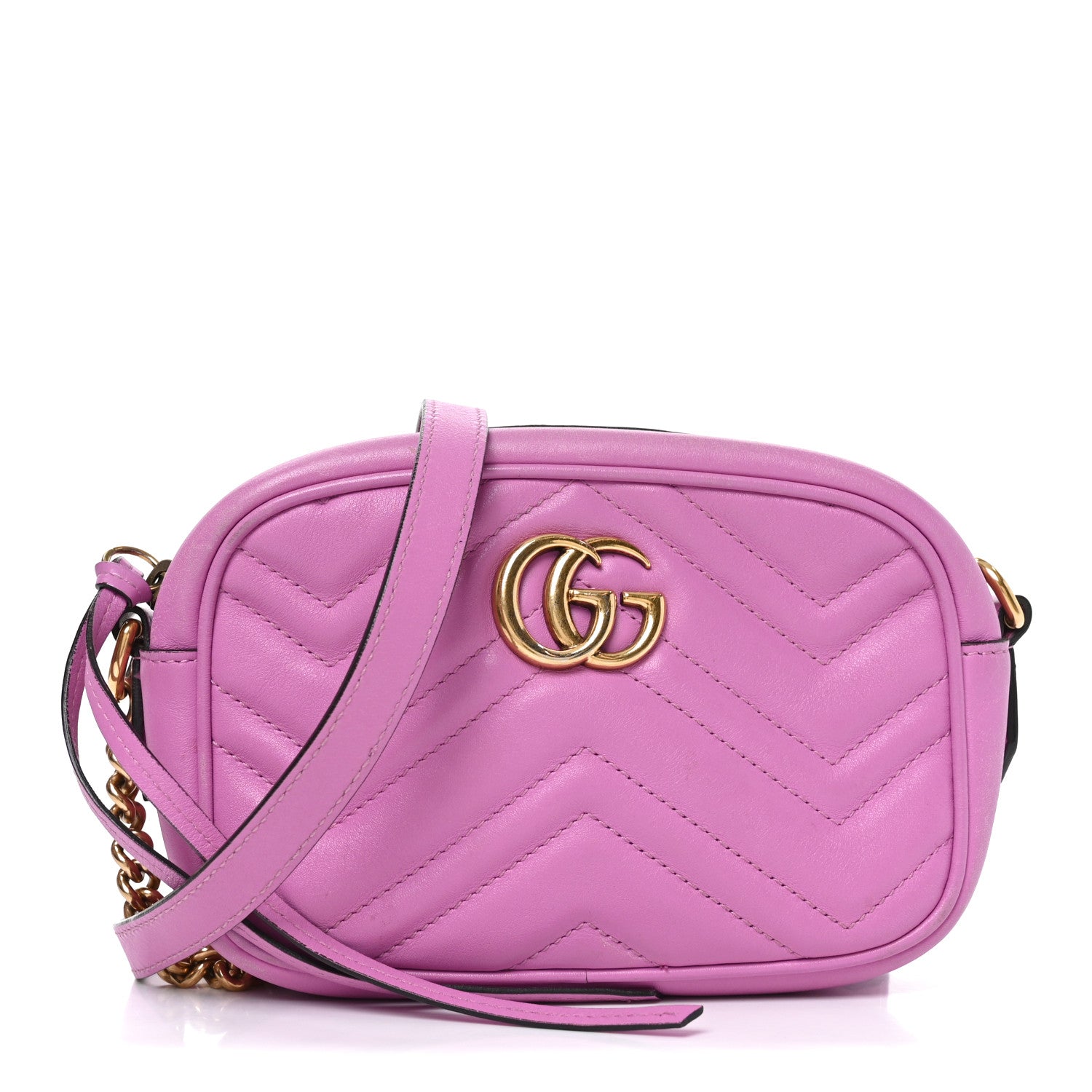 Gucci Calfskin Matelasse Mini GG Marmont Chain Shoulder Bag Candy Mousse 1 of 11
