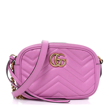 Gucci Calfskin Matelasse Mini GG Marmont Chain Shoulder Bag Candy Mousse 1 of 11