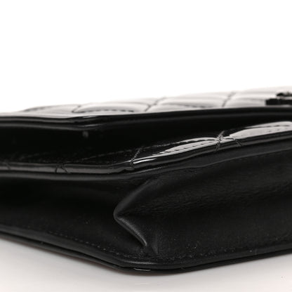Chanel Patent Calfskin Quilted Boy Wallet On Chain WOC Black 9 of 10