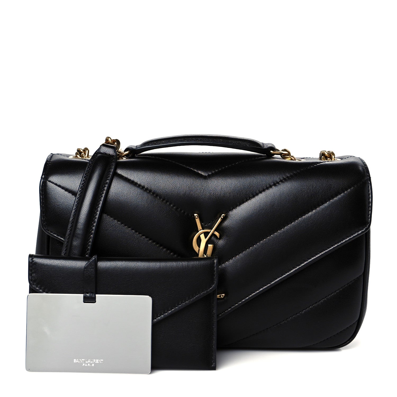 Saint Laurent Lambskin Chevron Quilted Small Loulou Black 3 of 13