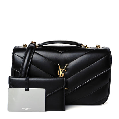 Saint Laurent Lambskin Chevron Quilted Small Loulou Black 3 of 13