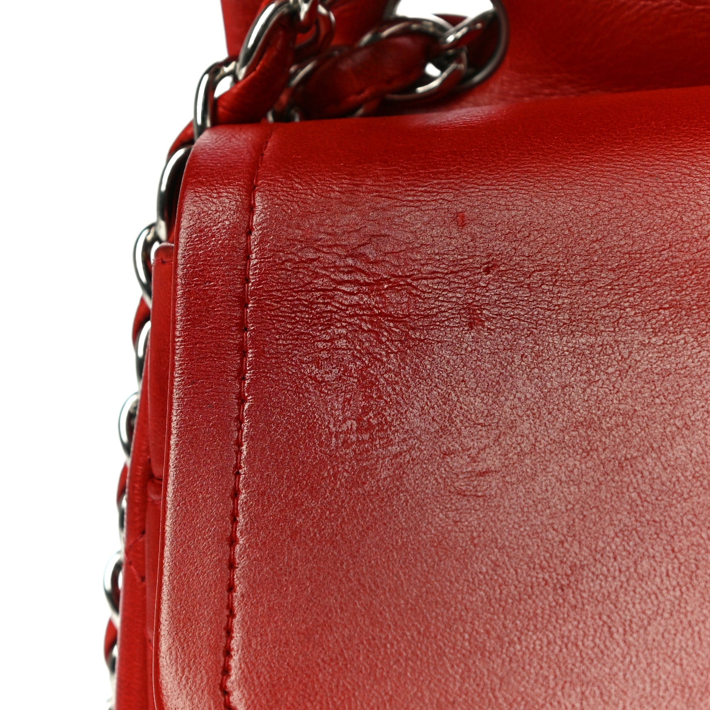 Lambskin Quilted Jumbo Double Flap Red