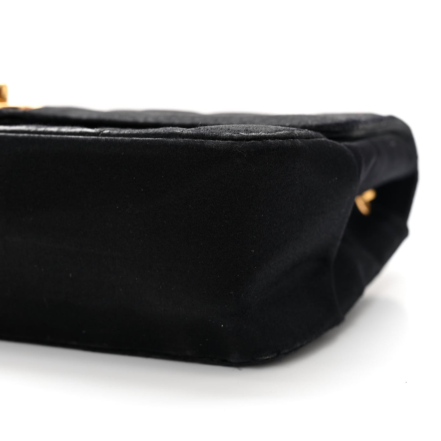 Satin Quilted Small Single Flap Bag Black