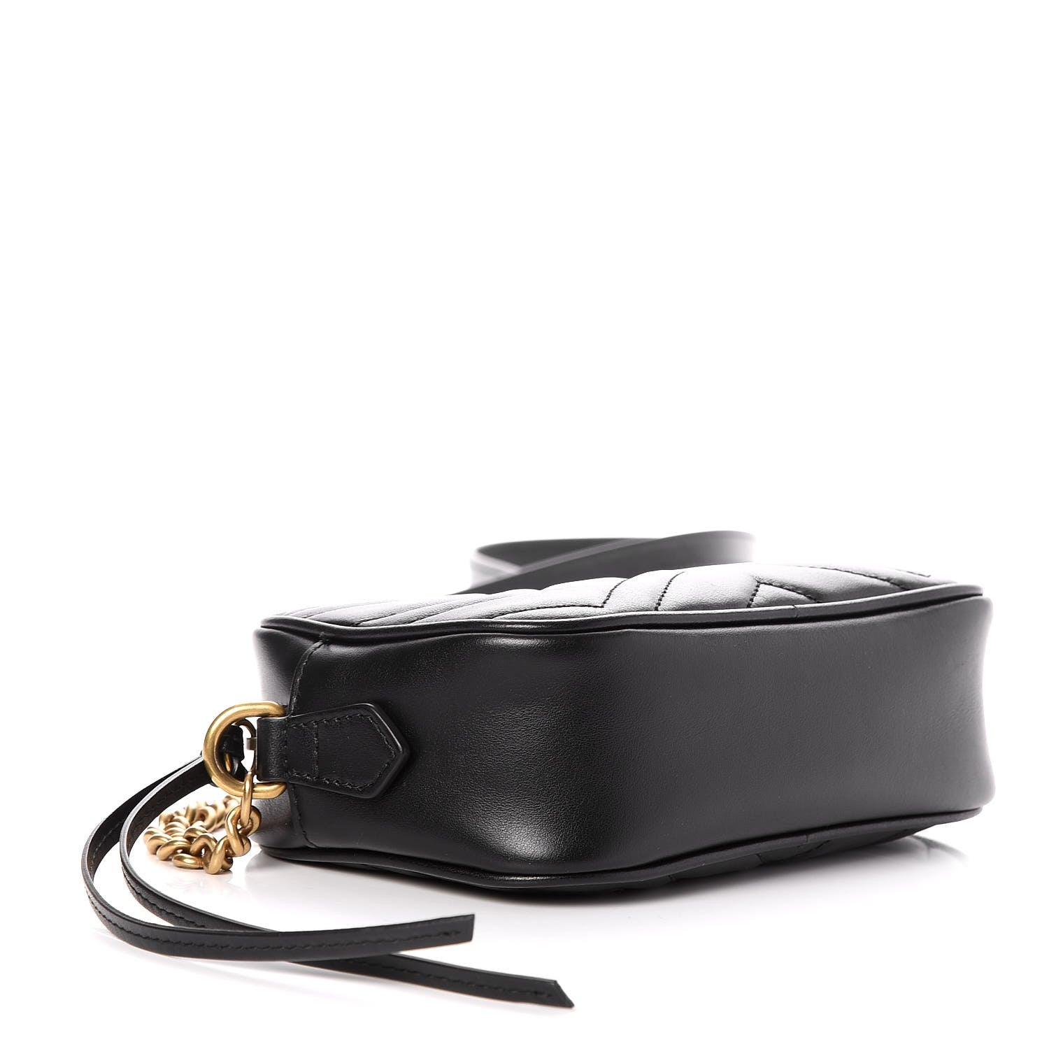 Gucci Calfskin Matelasse Mini GG Marmont Chain Shoulder Bag Black 4 of 7