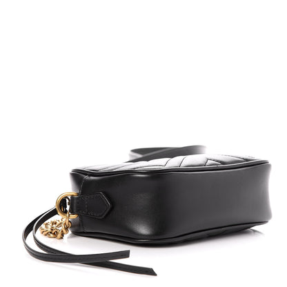 Gucci Calfskin Matelasse Mini GG Marmont Chain Shoulder Bag Black 4 of 7