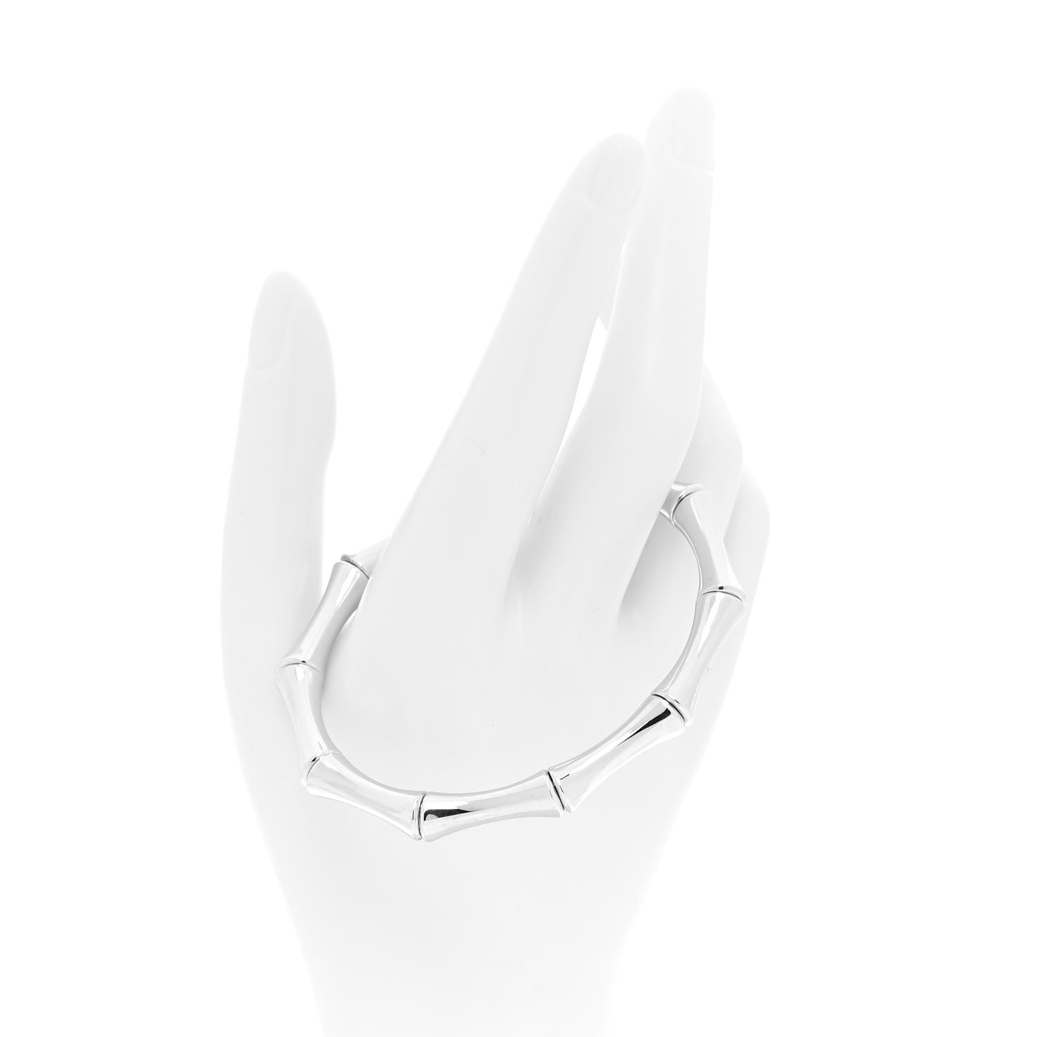 Gucci 18K White Gold Medium Bamboo Spring Bracelet 18 2 of 7