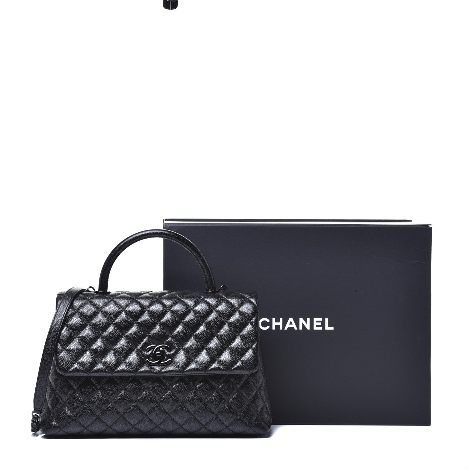 Chanel Caviar Quilted Medium Coco Handle Flap So Black 10 of 10