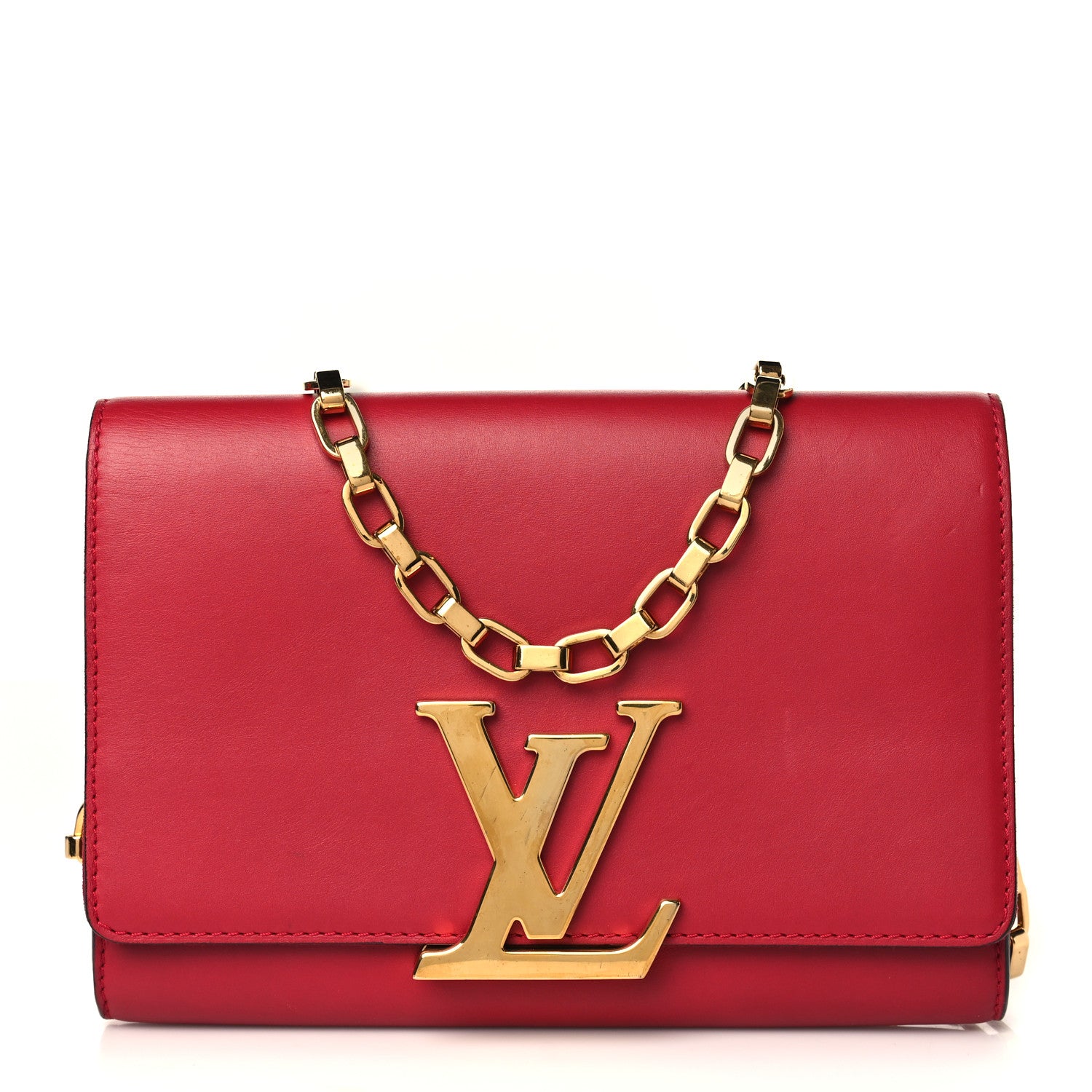 Louis Vuitton Calfskin Chain Louise MM Red 1 of 9