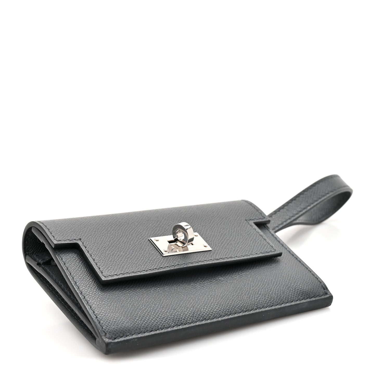 Madame Calfskin Kelly Pocket Slim Wallet Graphite