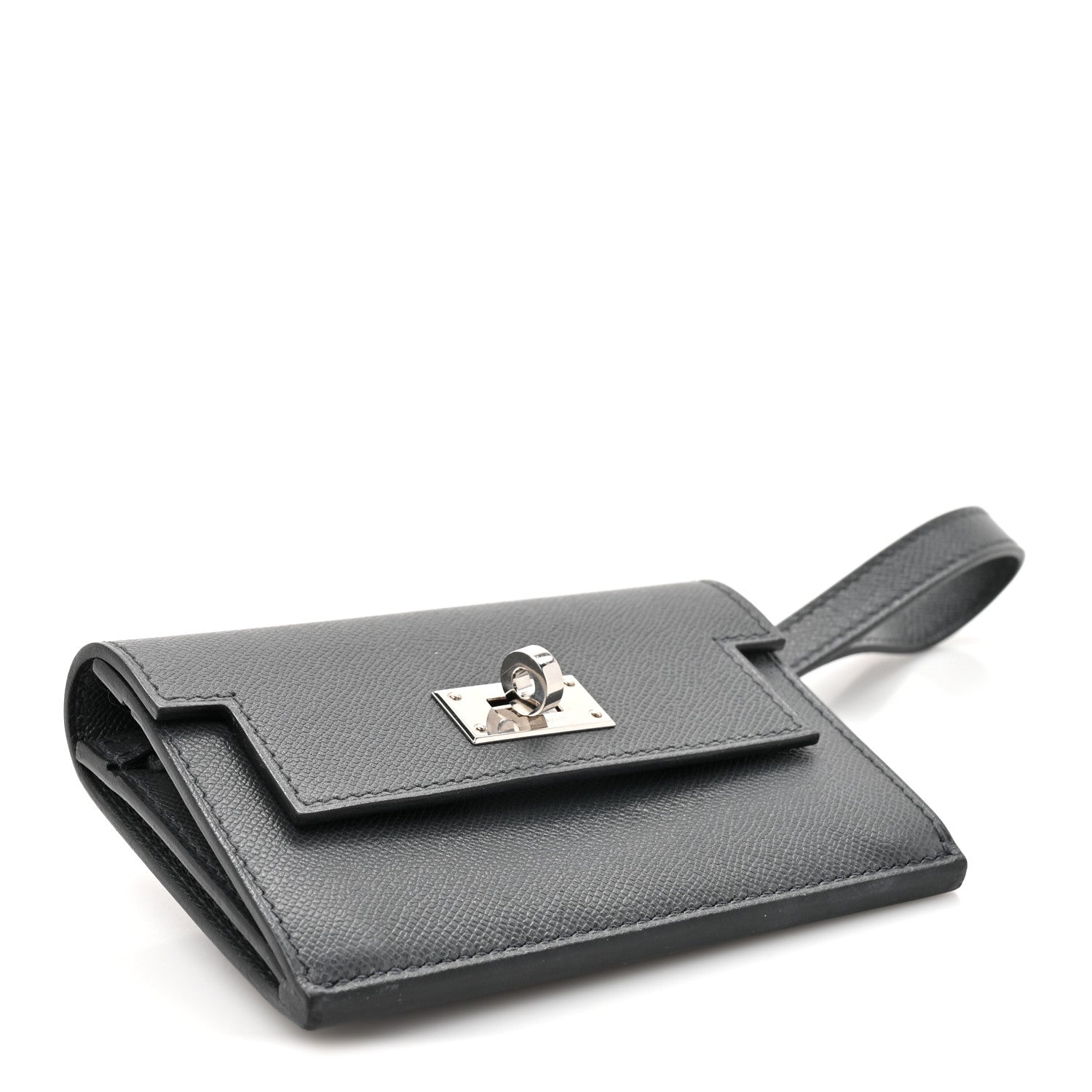 Hermes Madame Calfskin Kelly Pocket Slim Wallet Graphite 4 of 10