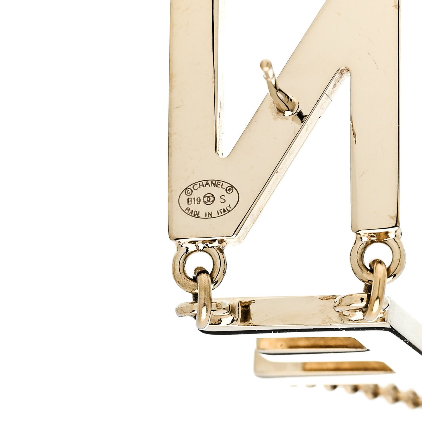 Metal Cha-Nel Logo Drop Earrings Gold