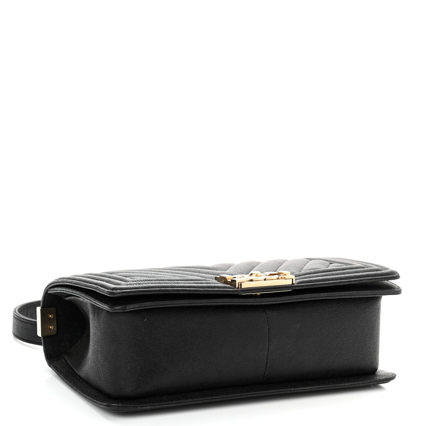 Caviar Chevron Quilted Medium Boy Flap Black