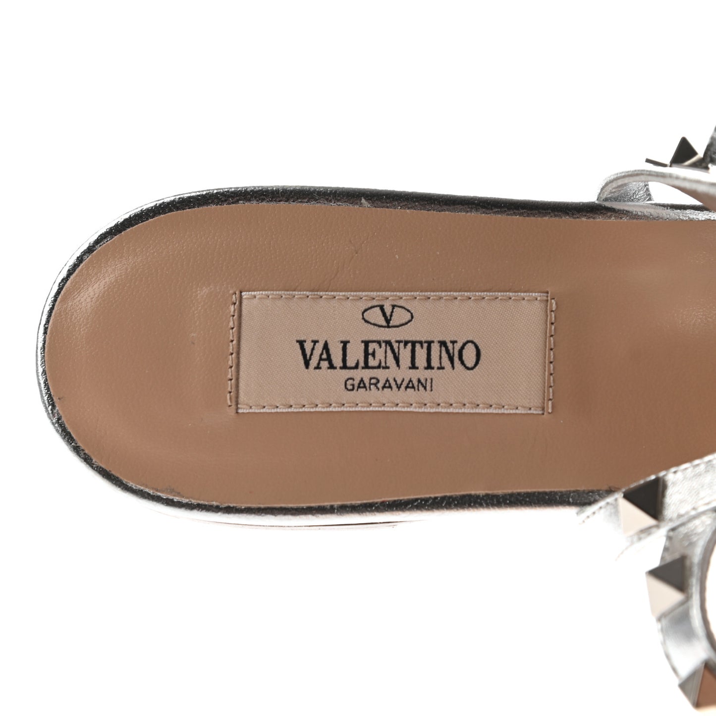Metallic Nappa Rockstud Ankle Wrap Flat Thong Sandals 38 Silver