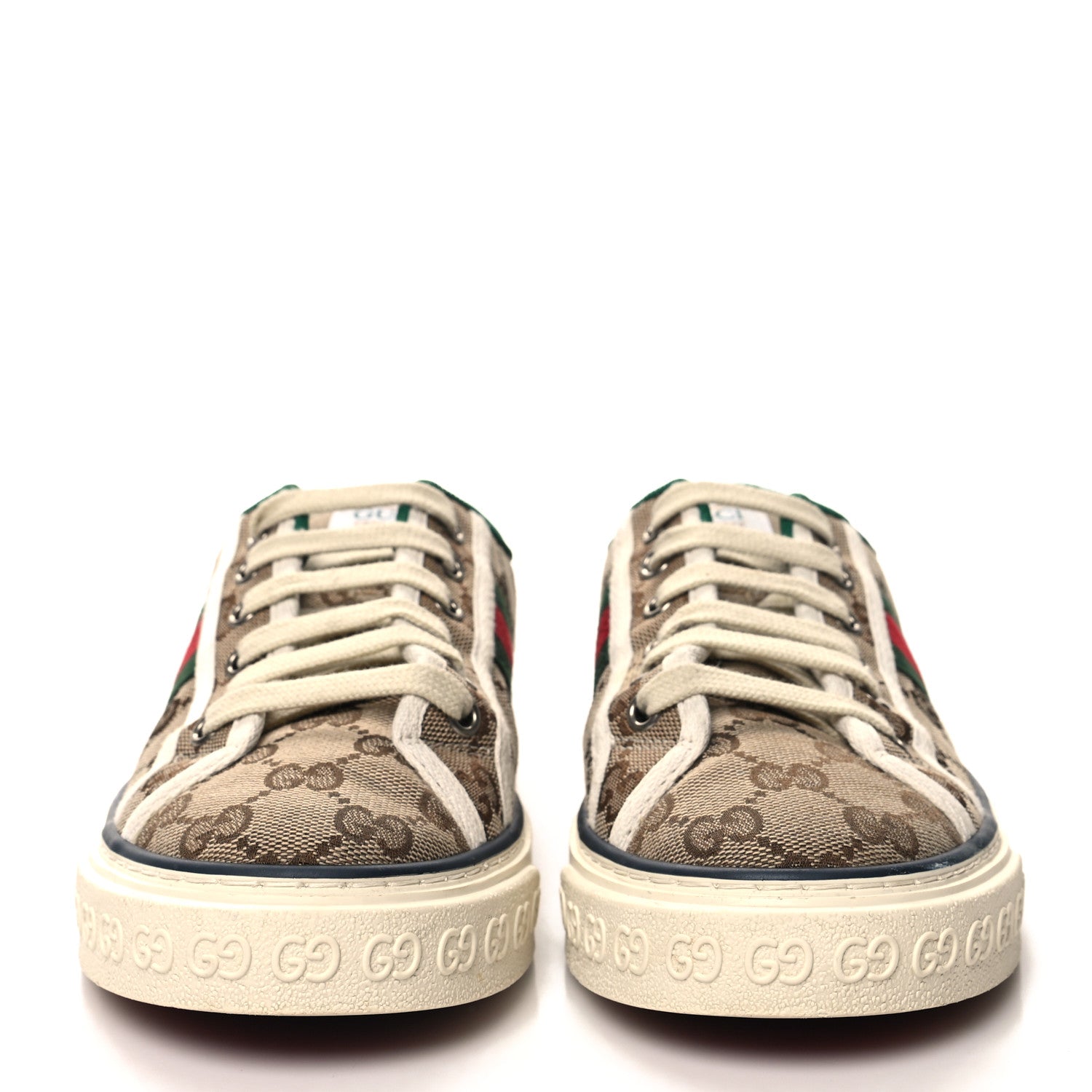 Gucci GG Monogram Web Womens 1977 Tennis Sneakers 38 Beige Ebony Mystic White 2 of 8