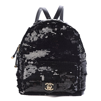 Chanel Sequin Lambskin CC Backpack Black 1 of 10