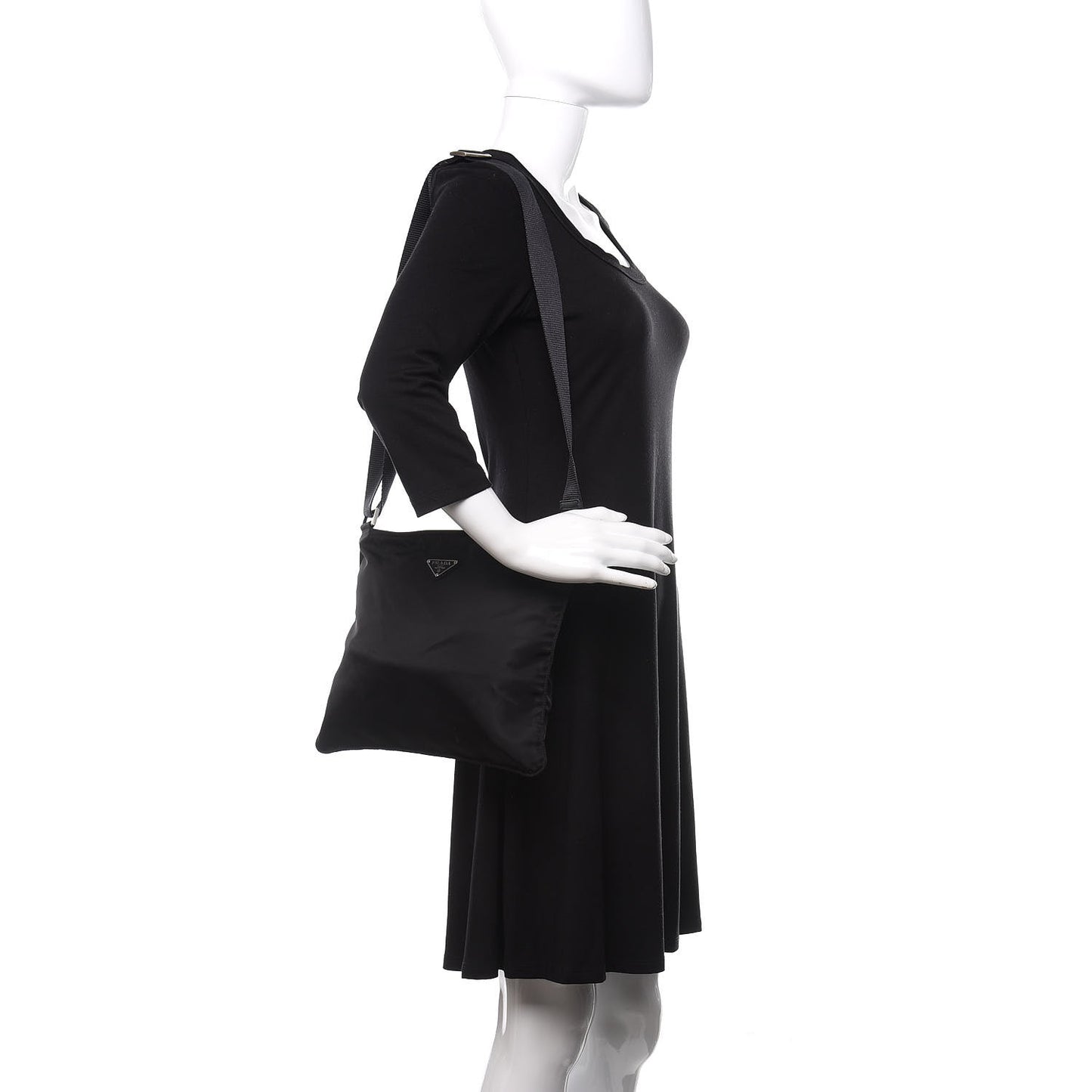 Nylon Vela Flat Messenger Bag Black