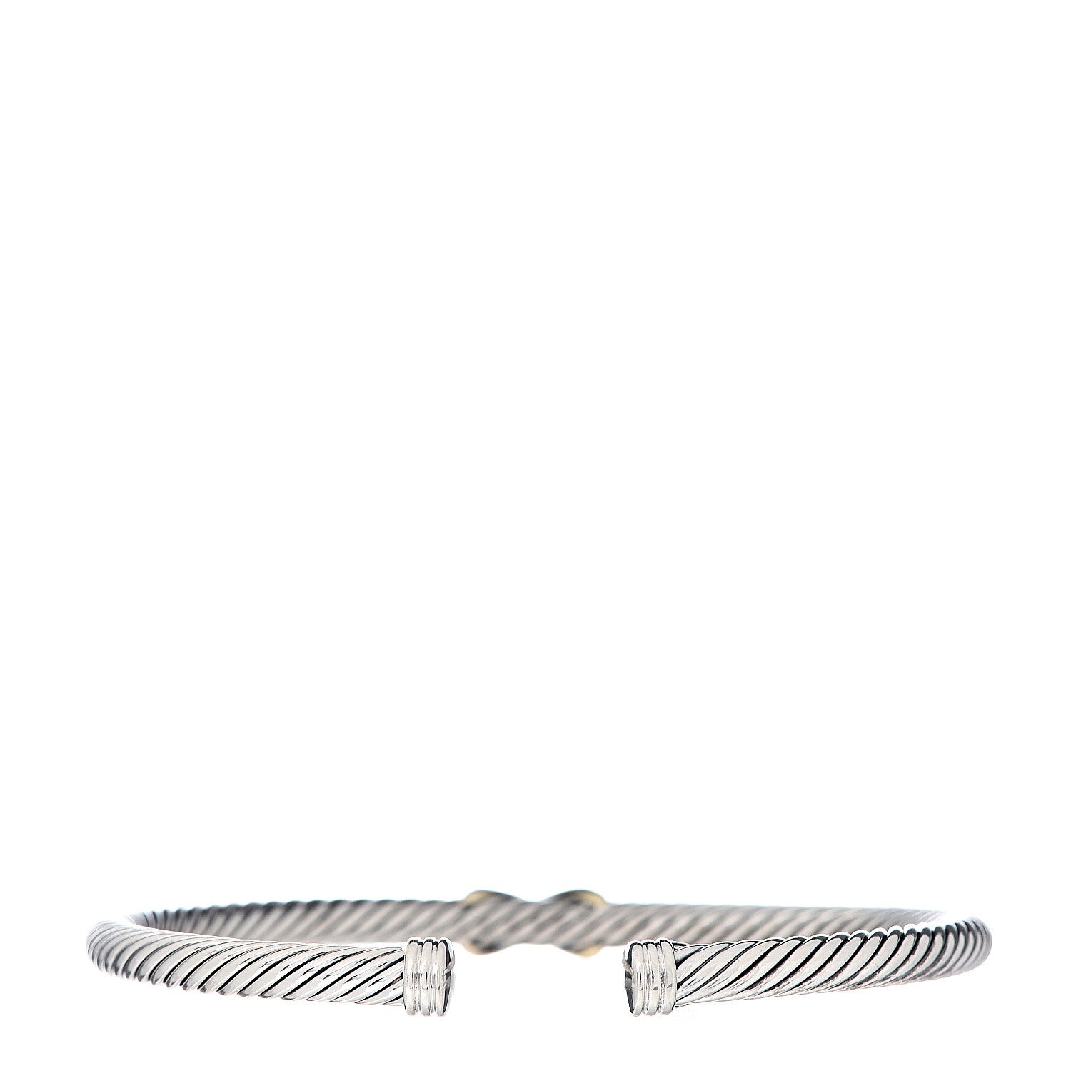 David Yurman Sterling Silver 18K Yellow Gold 4mm X Station Cable Bracelet 3 of 4