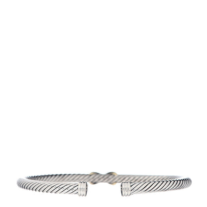 David Yurman Sterling Silver 18K Yellow Gold 4mm X Station Cable Bracelet 3 of 4