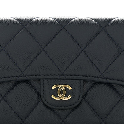 Chanel Caviar Quilted Medium Flap Wallet Dark Blue 10 of 10