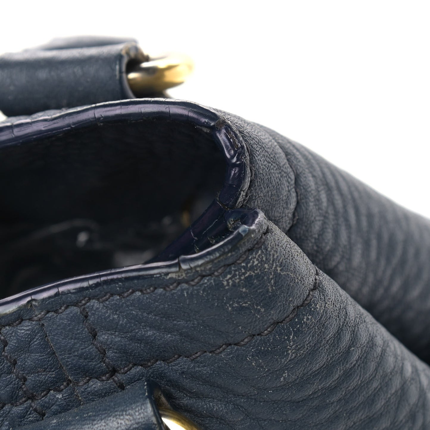 Vitello Daino Shoulder Bag Bluette