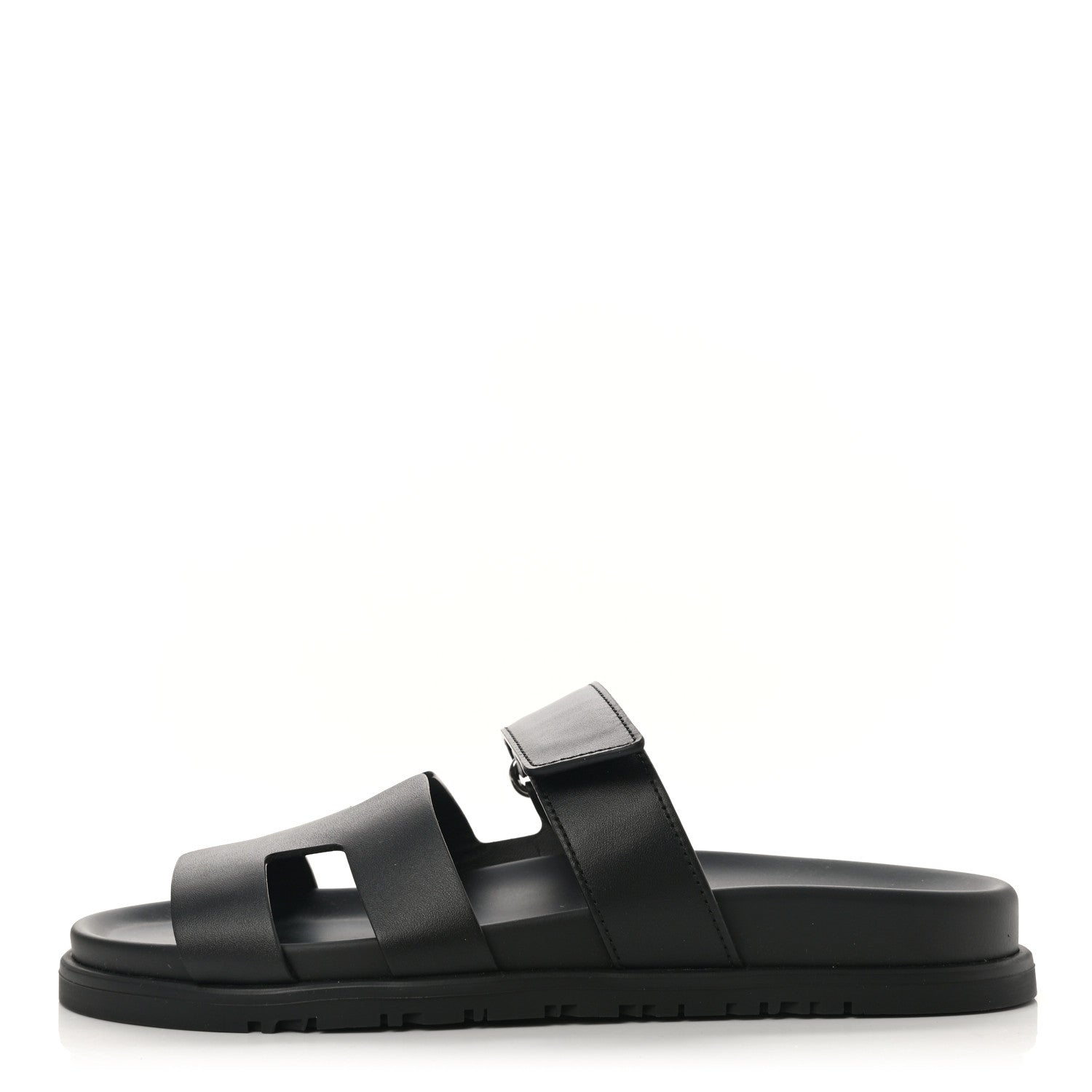 Hermes Calfskin Womens Chypre Sandals 38 Black 1 of 9