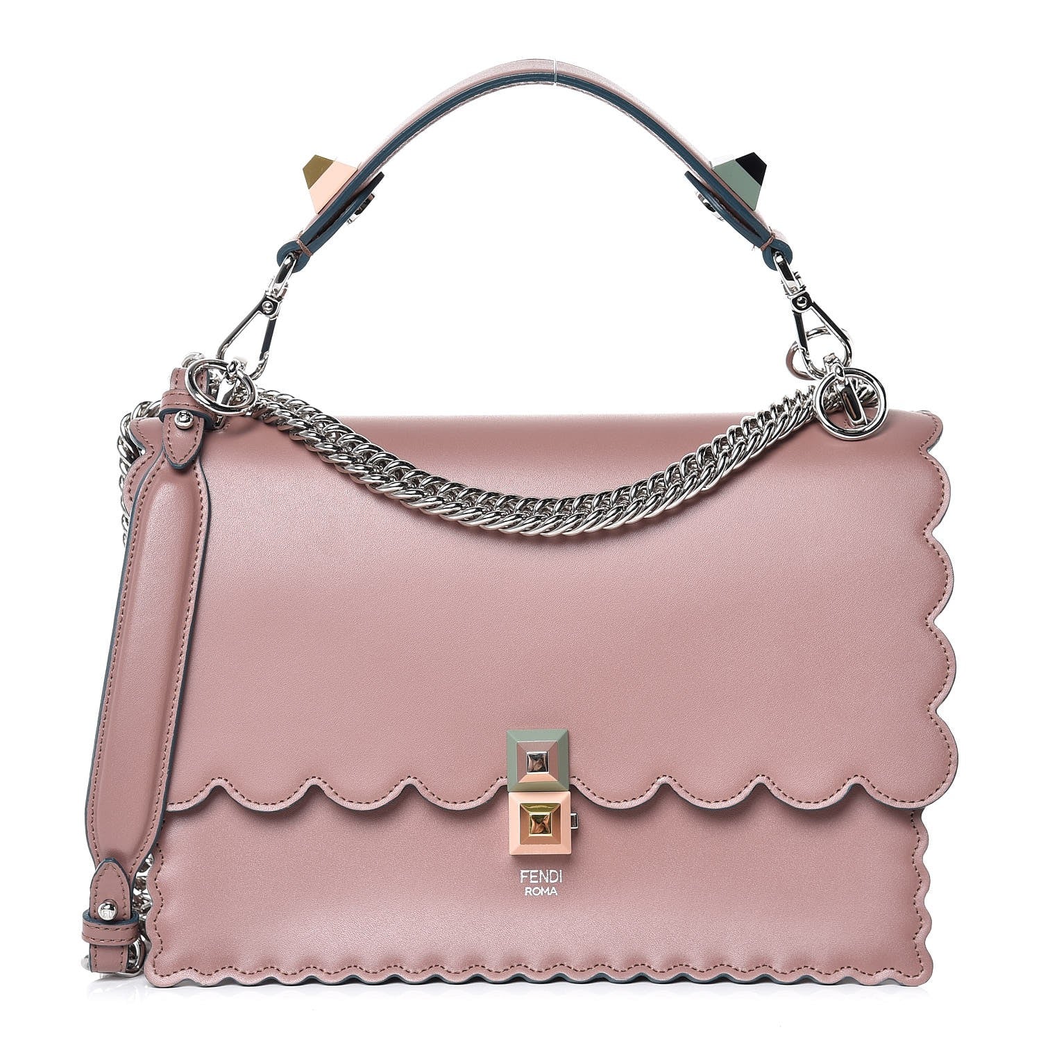 Fendi Vitello Liberty Scalloped Studded Kan I Shoulder Bag English Rose 1 of 8