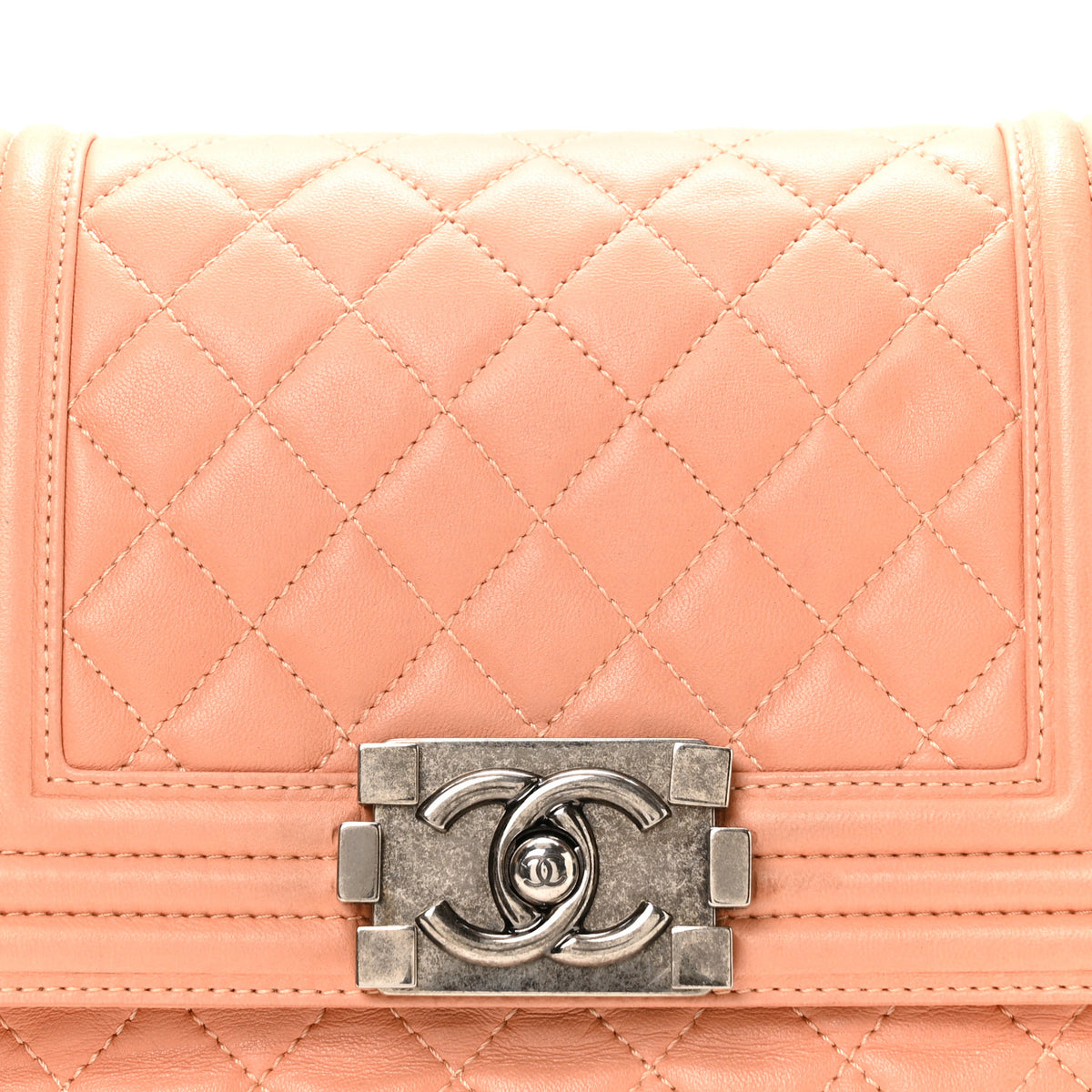Lambskin Quilted Accordion Boy Flap Orange