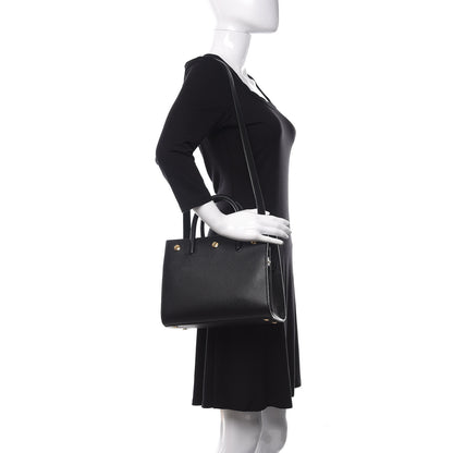 Burberry Grainy Calfskin Mini Two Handle Title Bag Black 2 of 9