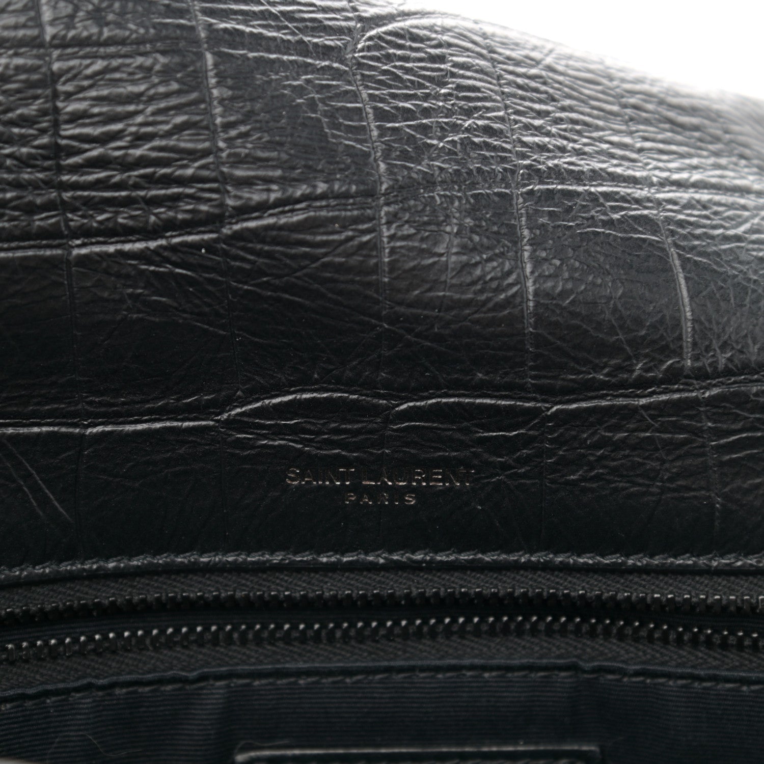 Saint Laurent Crocodile Embossed Lambskin Monogram Medium Niki Chain Satchel Black 7 of 11