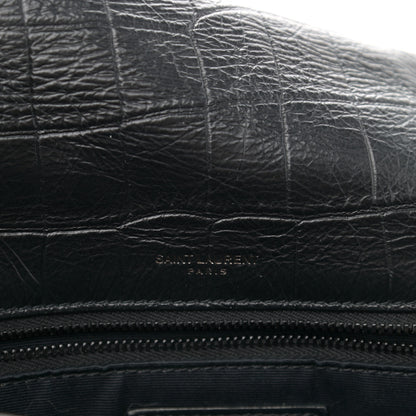 Saint Laurent Crocodile Embossed Lambskin Monogram Medium Niki Chain Satchel Black 7 of 11