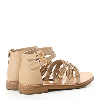 Chanel Calfskin Chain CC Flat Sandals 39 Beige 5 of 8