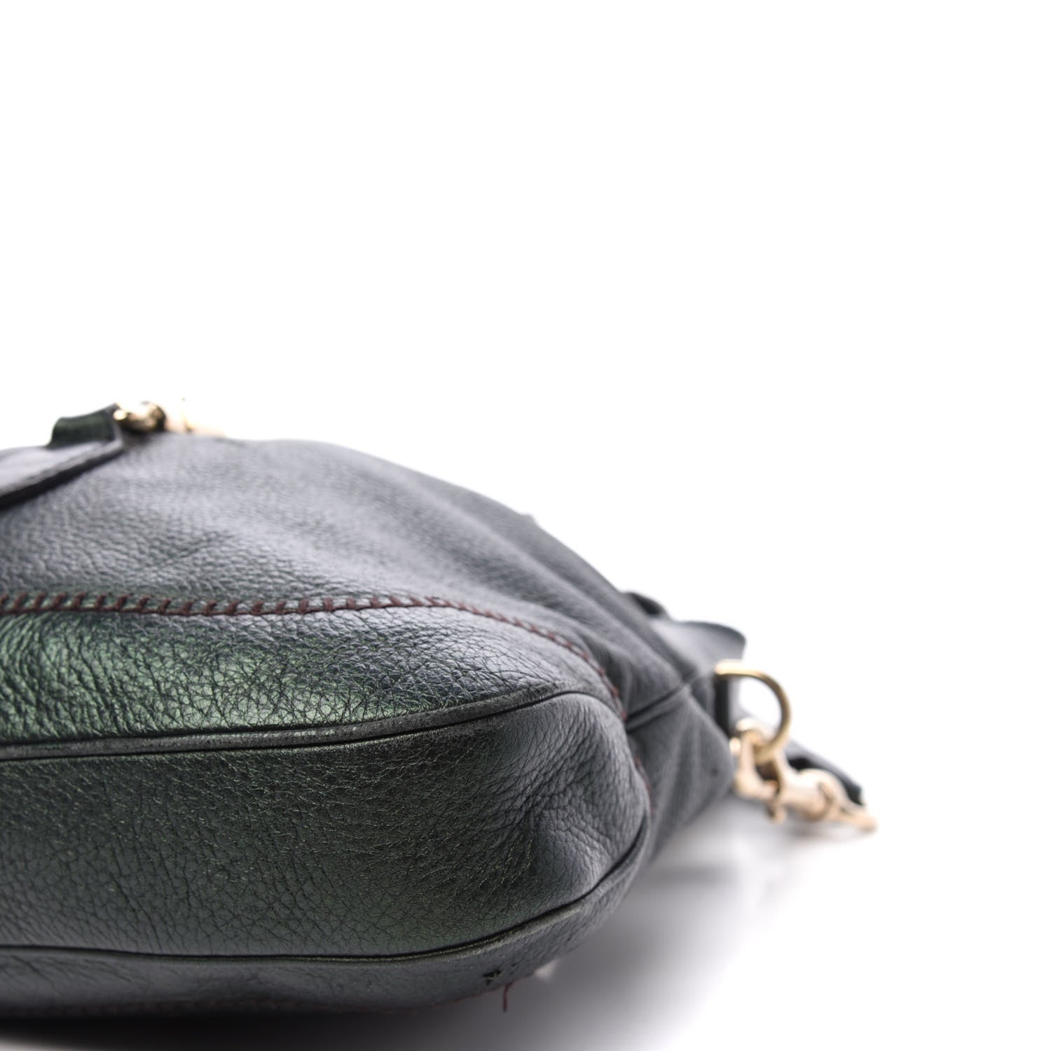 Gucci Metallic Pebbled Calfskin Large New Jackie Shoulder Bag Green 9 of 11