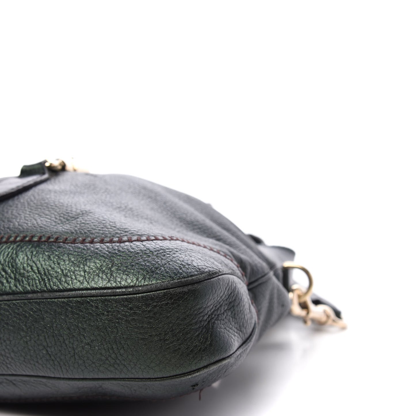 Metallic Pebbled Calfskin Large New Jackie Shoulder Bag Green