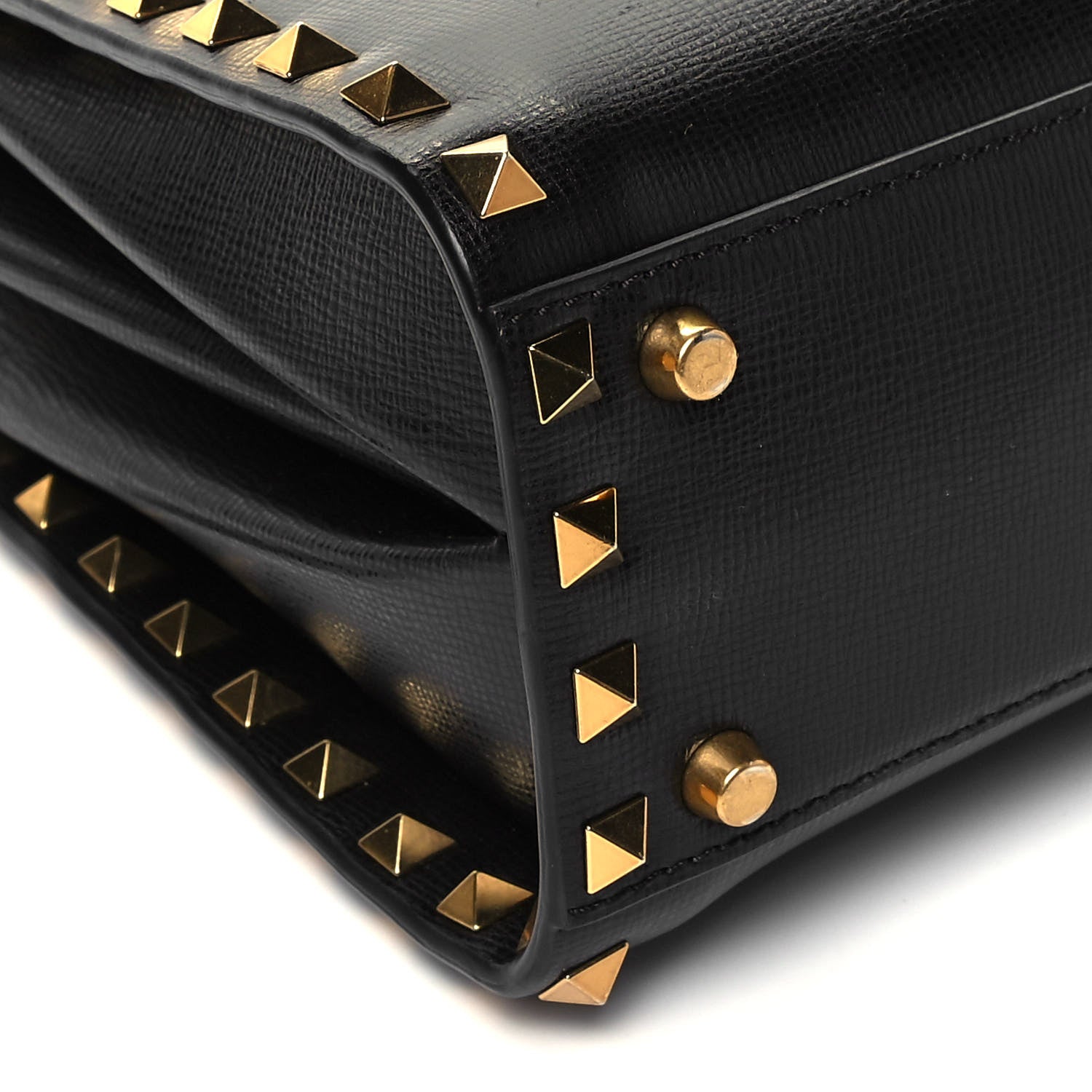 Valentino Garavani Grainy Calfskin Small Rockstud Alcove Top-Handle Flap Bag Black 7 of 8