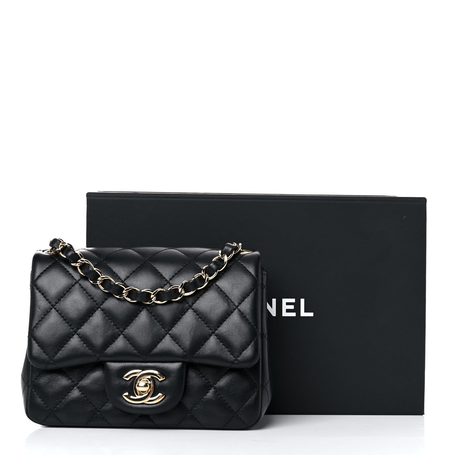 Chanel Lambskin Quilted Mini Square Flap Black 10 of 10