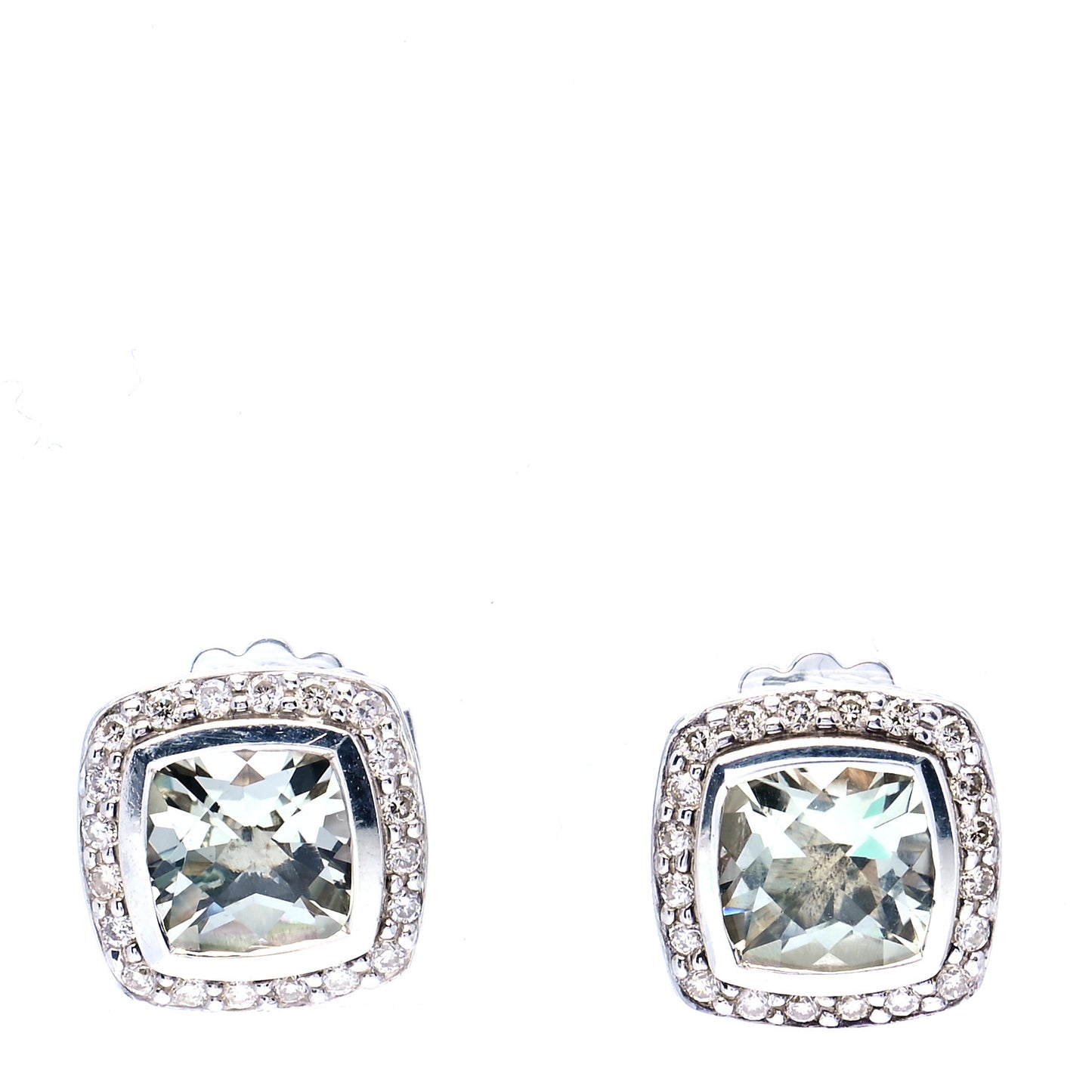 Sterling Silver Diamond Prasiolite 7mm Petite Albion Earrings