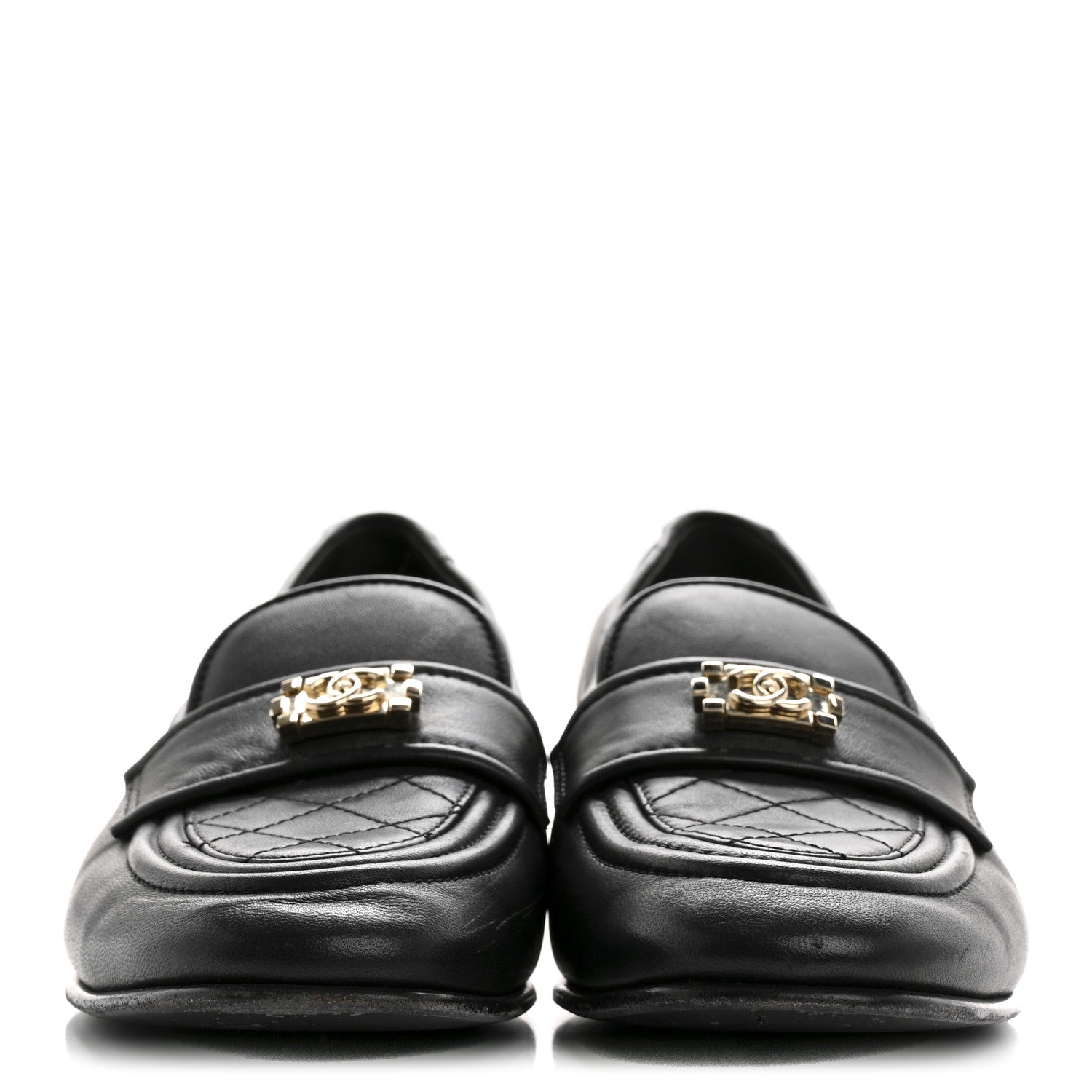 Chanel Lambskin Quilted Boy Loafers 39.5 Black 3 of 11