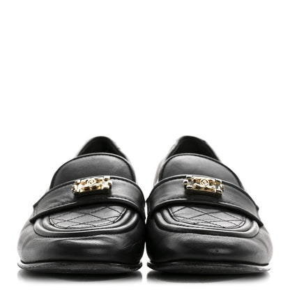 Chanel Lambskin Quilted Boy Loafers 39.5 Black 3 of 11