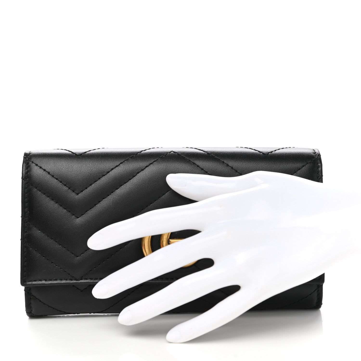 Gucci Calfskin Matelasse GG Marmont Continental Wallet Black 2 of 8