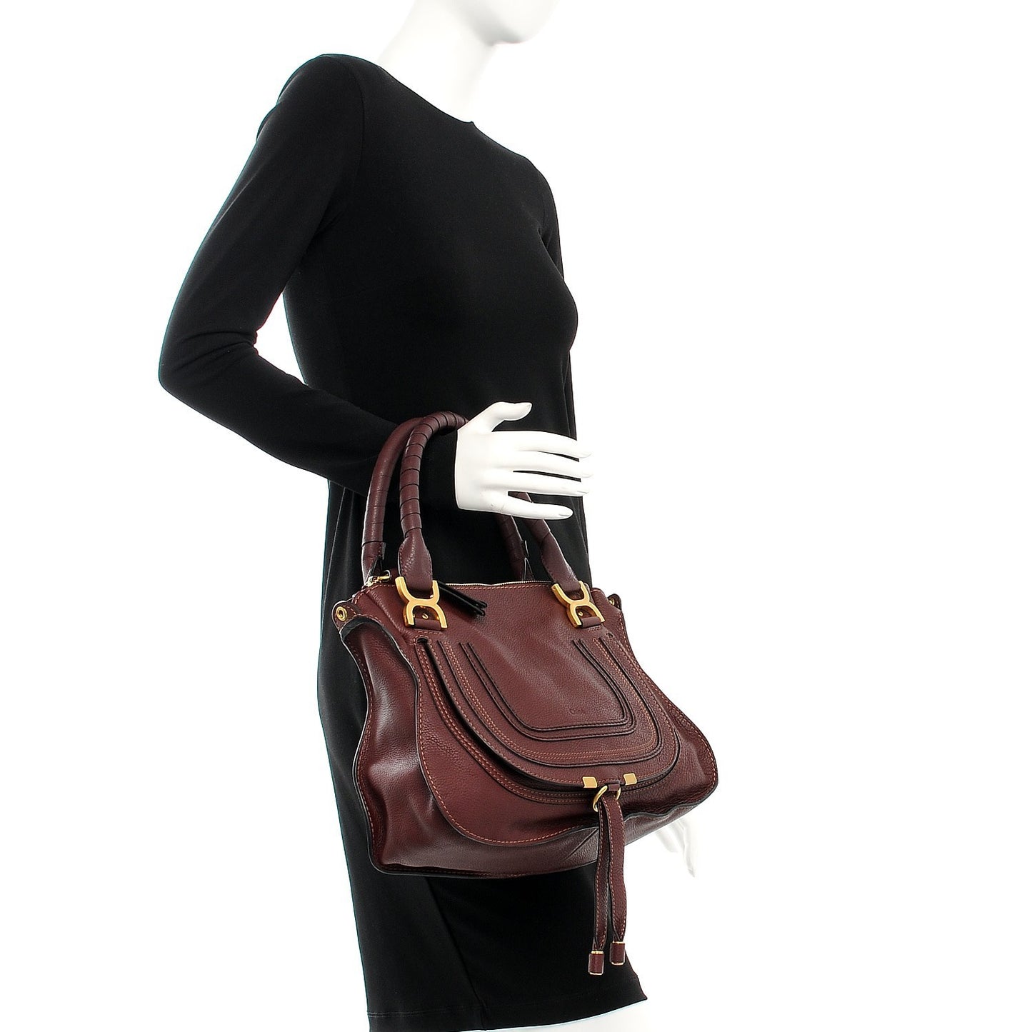 Calfskin Medium Marcie Satchel Wine Purple