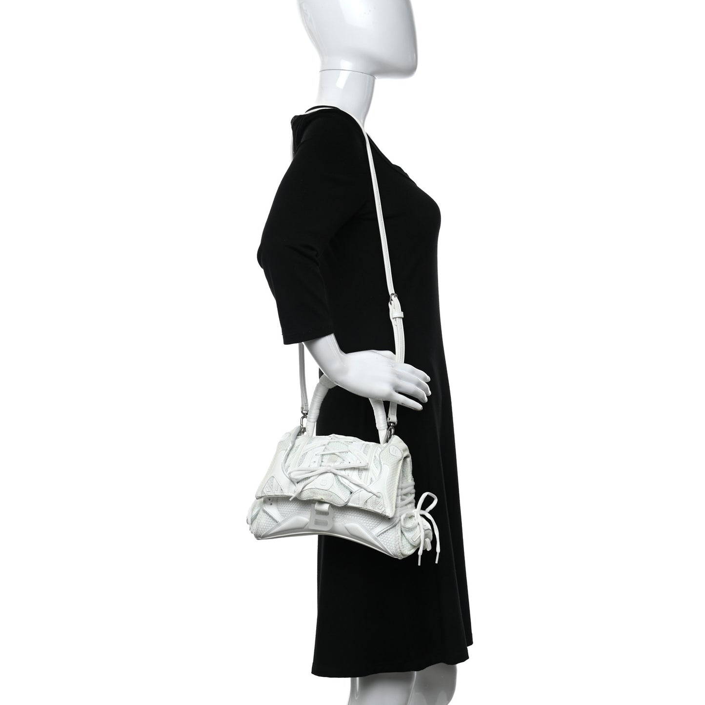 Faux Calfskin Fabric Glow In The Dark Small Sneakerhead Top Handle Bag White