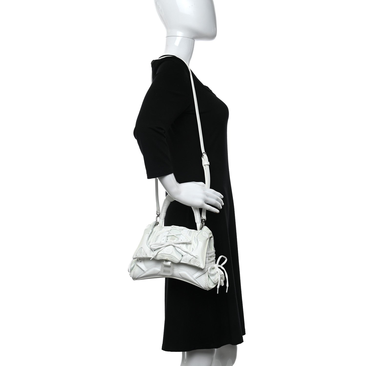 Balenciaga Faux Calfskin Fabric Glow In The Dark Small Sneakerhead Top Handle Bag White 2 of 9