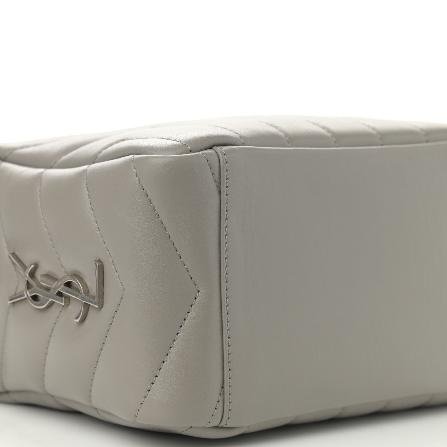 Saint Laurent Calfskin Y Quilted Monogram Small Loulou Bowling Bag Light Gray 9 of 11